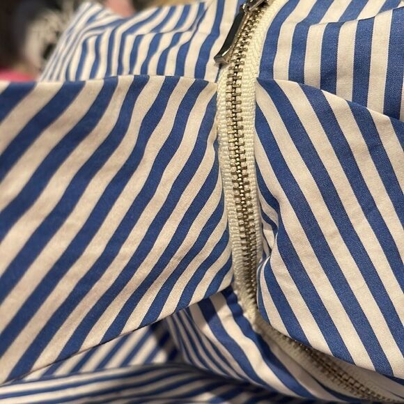 Finders Keepers Blue White Stripe Blow Your Mind Short Romper Waist Tie Sz L - Picture 11 of 13